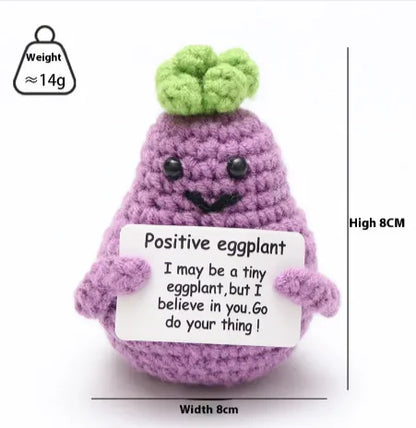 Crocheted Wool Positive Energy Potato – handcrafted with a facial expression