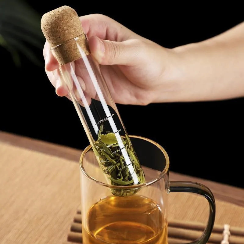 Borosilicate Transparent Glass Test Tube Punch Tea Strainer