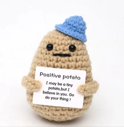 Crocheted Wool Positive Energy Potato – handcrafted with a facial expression