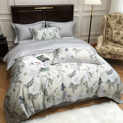 European Style Cotton Digital Printing Four-piece Set Silky And Delicate