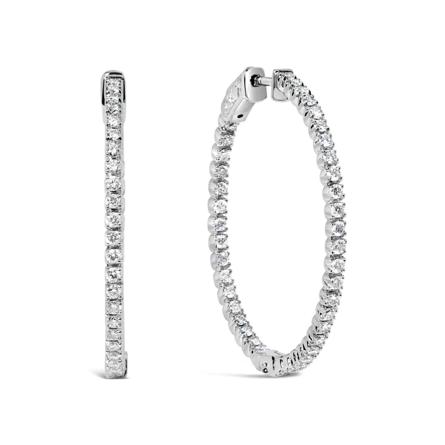 14K White Gold 1 1/2 Cttw Lab Grown Diamond Inside Out Hoop Earrings (G-H Color, VS2-SI1 Clarity)