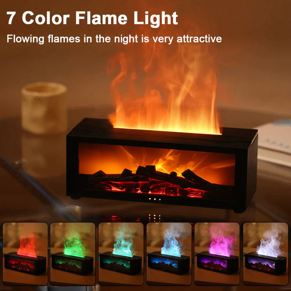 Fireplace Flame Humidifier with Remote &amp; Aromatherapy