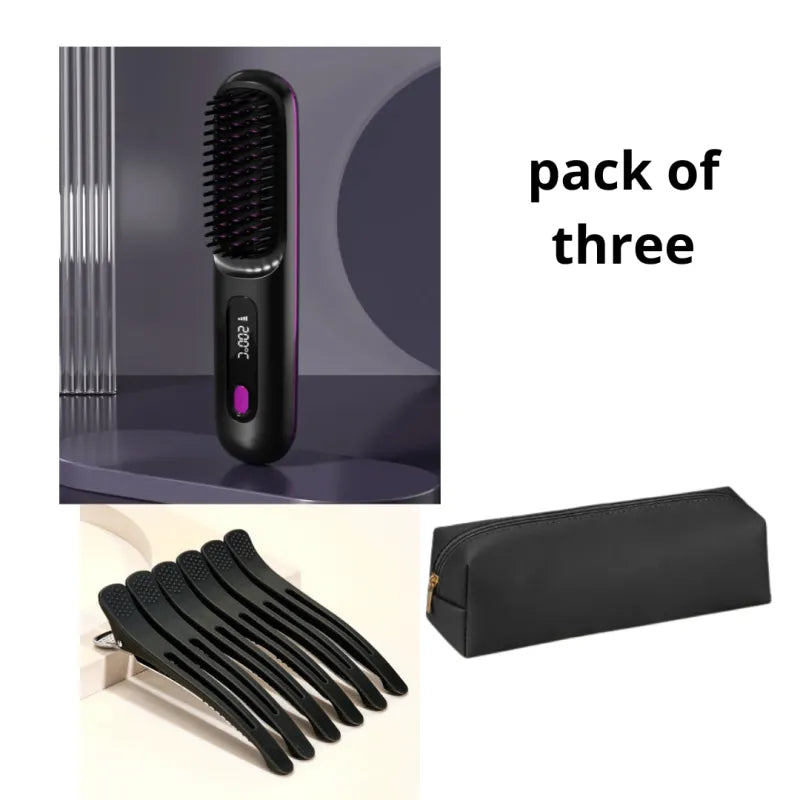 2-in-1 Wireless Hair Straightener &amp; Curler Brush