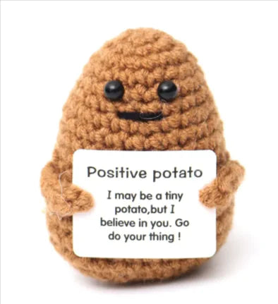 Crocheted Wool Positive Energy Potato – handcrafted with a facial expression