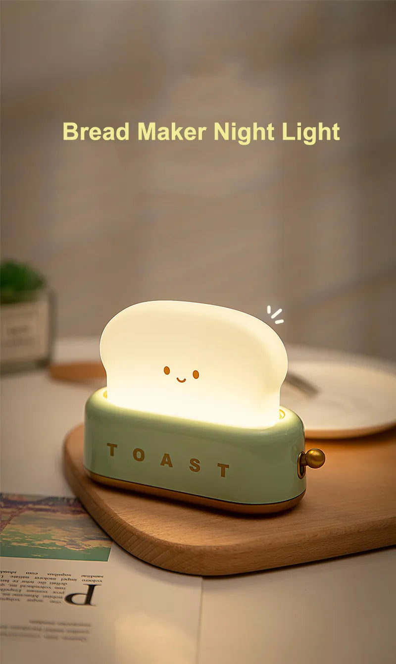 Creative LED Bread Night Light – USB Rechargeable Toast Lamp