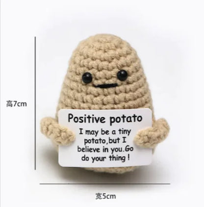 Crocheted Wool Positive Energy Potato – handcrafted with a facial expression