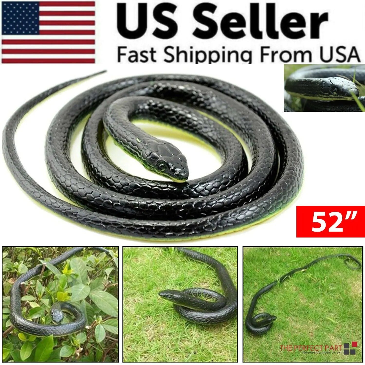 Fake Realistic Snake Lifelike Real Scary Rubber Toy Prank Party Joke For Garden