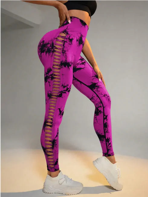 Tie-Dye High-Waist Mesh Yoga Leggings