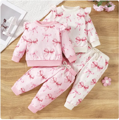 Cute Butterfly Print Baby Sweater and Pants Set