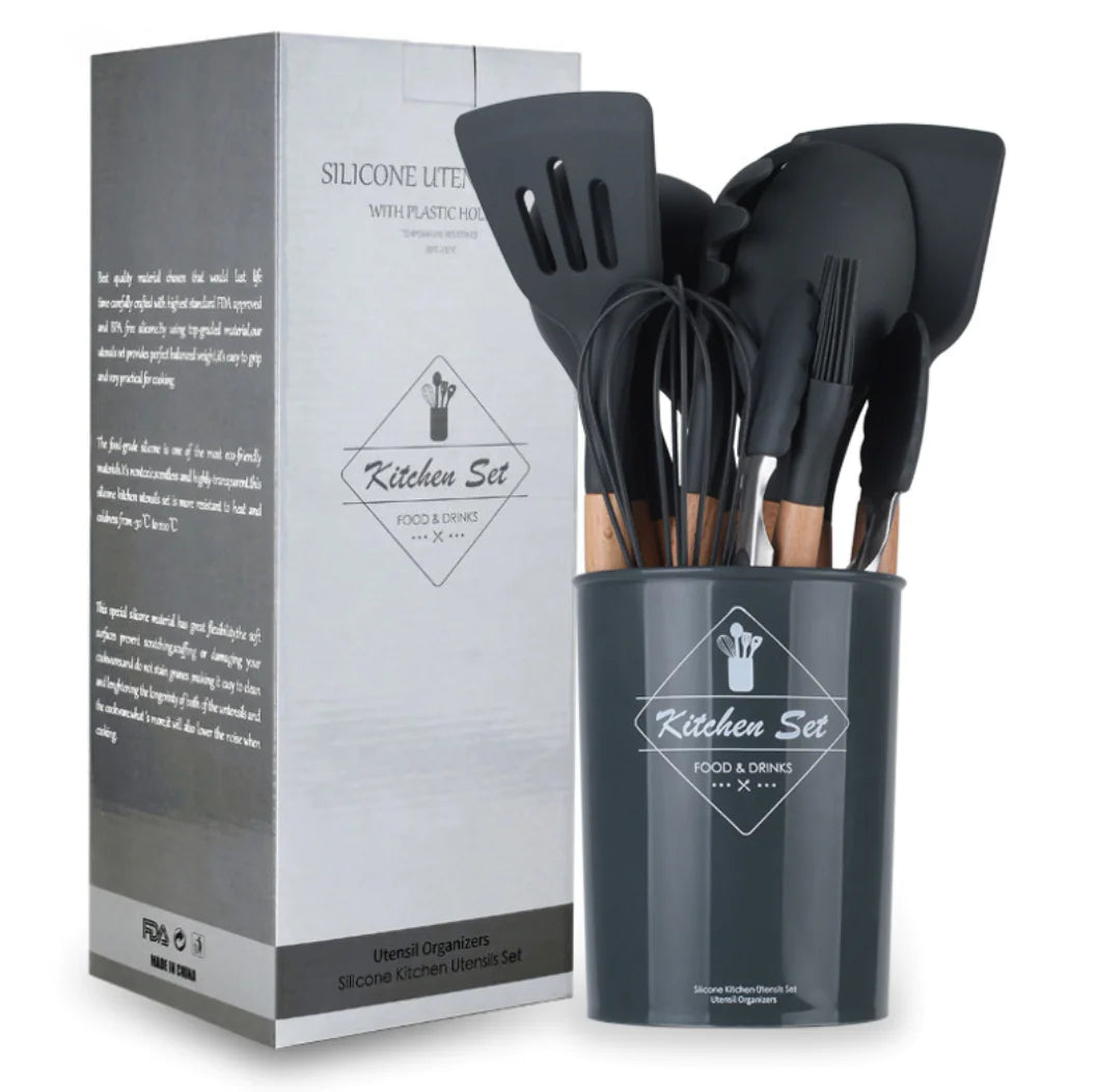 Dark Grey Silicone Kitchenware Set