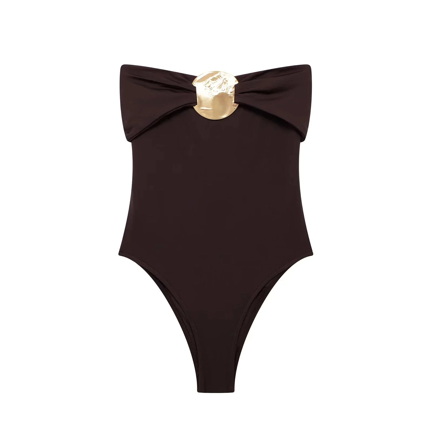 Swimsuit with Gold Metal Accent