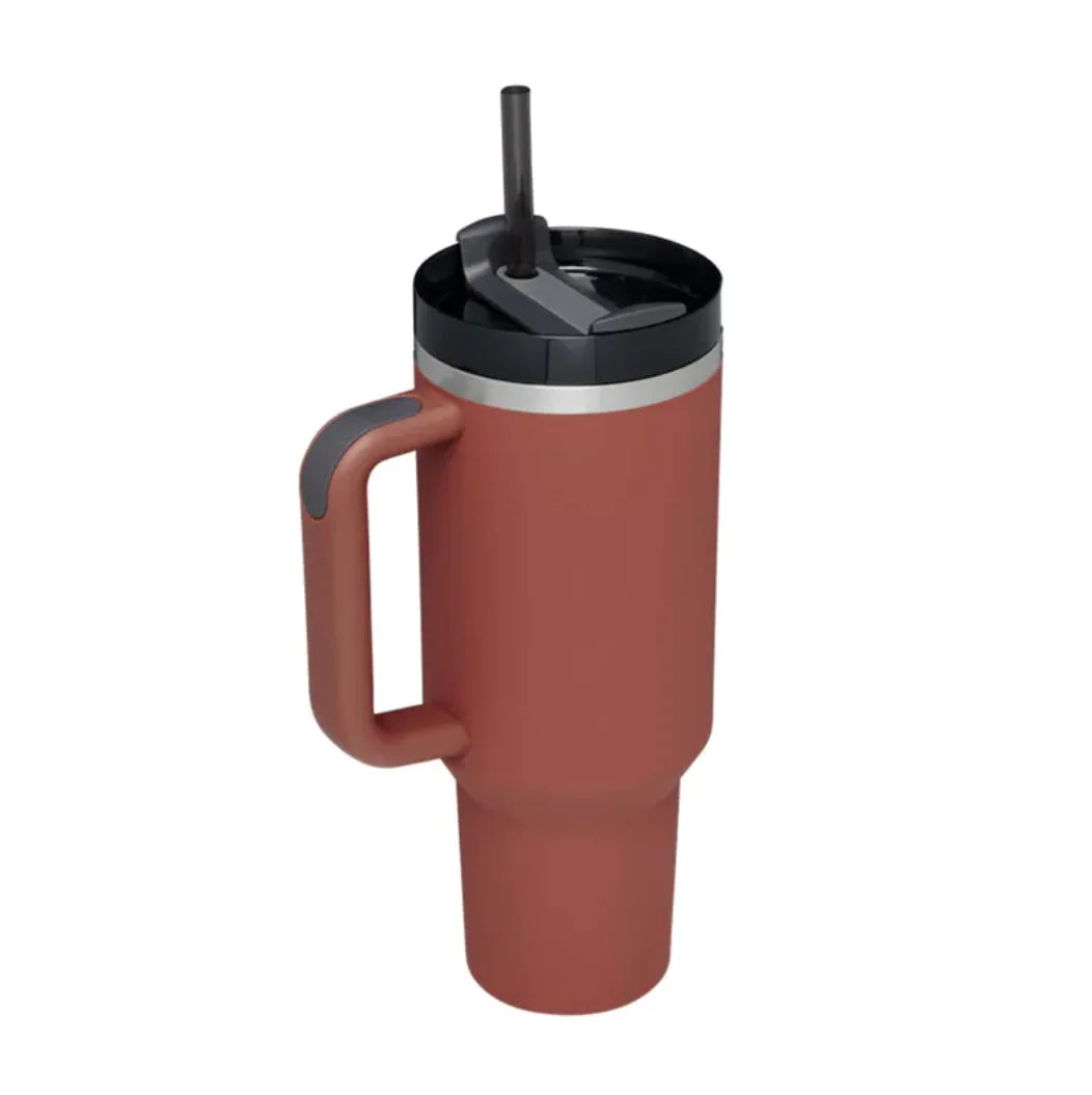 40oz Insulated Tumbler with Handle and Straw