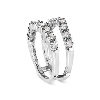 14k White Gold 1/2 Cttw Miracle Set Diamond Enhancer Wrap Ring Guard (H-I Color, I1-I2 Clarity)