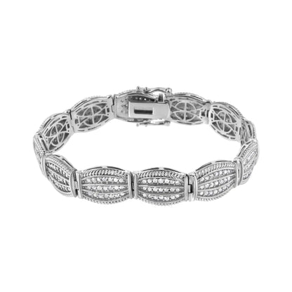 .925 Sterling Silver 3.0 Cttw Prong Set Diamond Art Deco Style Tennis Bracelet (I-J Color, I2-I3 Clarity) - 7.25&quot;