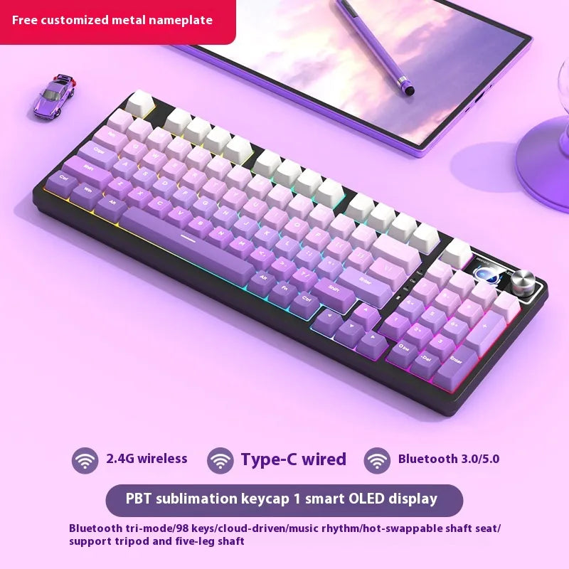 98 Key Wireless Bluetooth Three-model Mechanical Keyboard Gaming Electronic Sports Office