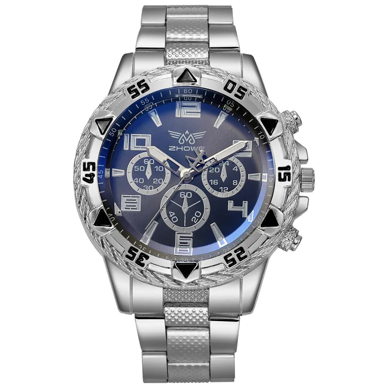 Three-eye Casual Steel Watch Alloy Fashion