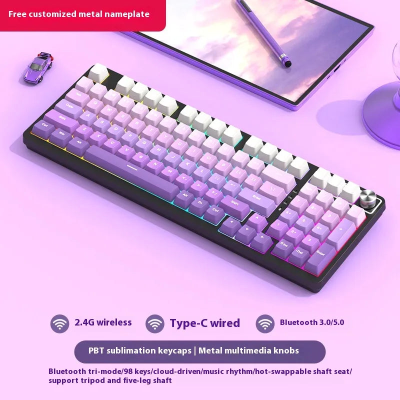 98 Key Wireless Bluetooth Three-model Mechanical Keyboard Gaming Electronic Sports Office