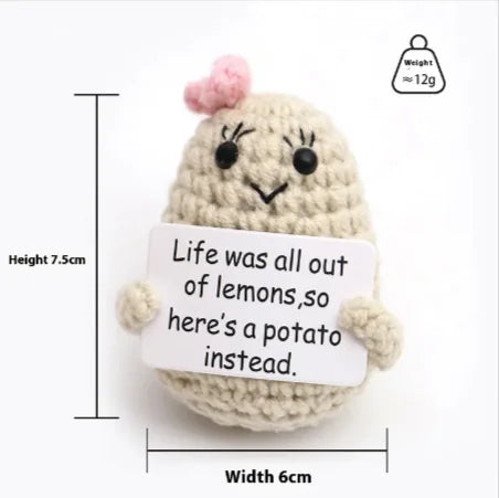 Crocheted Wool Positive Energy Potato – handcrafted with a facial expression