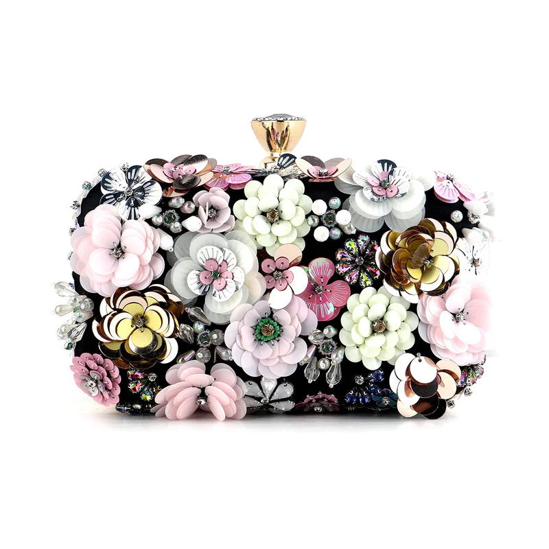 3D Beaded Floral Clutch