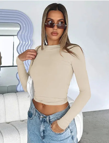 Casual Knit Long Sleeve T-shirt