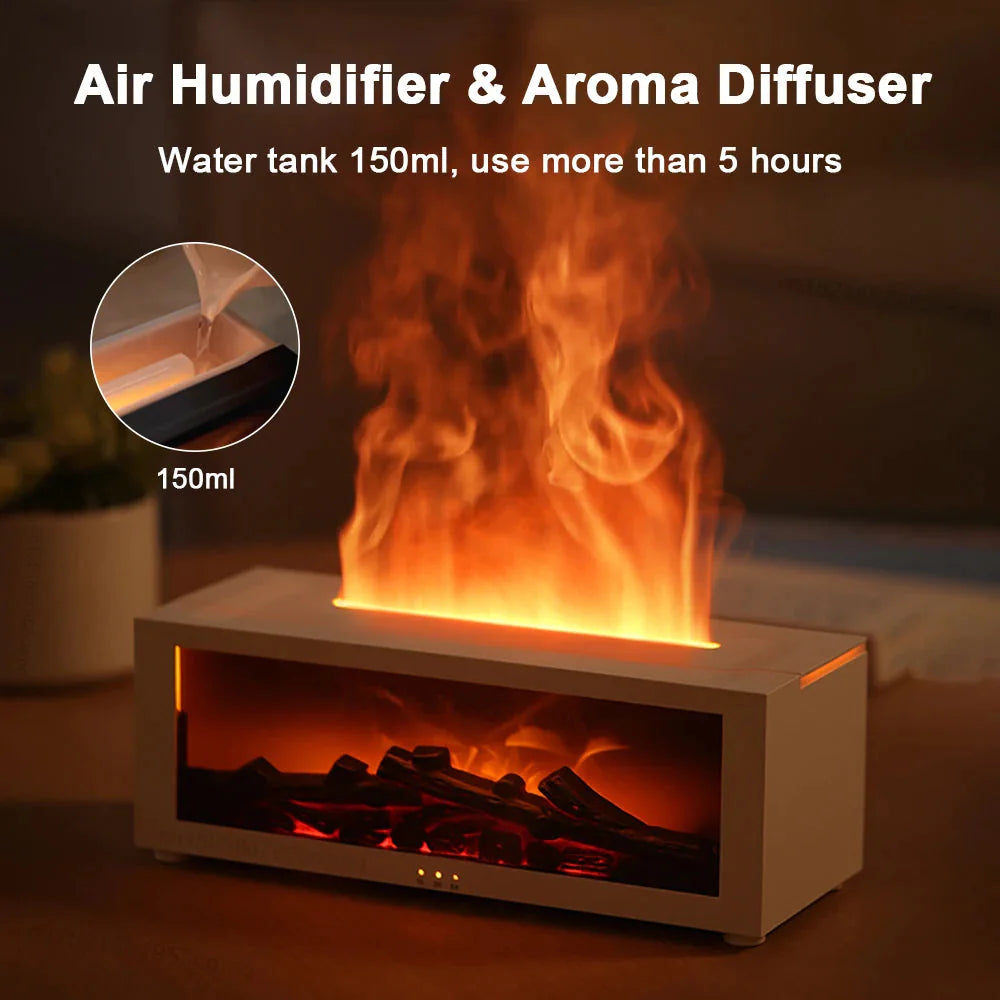 Fireplace Flame Humidifier with Remote &amp; Aromatherapy