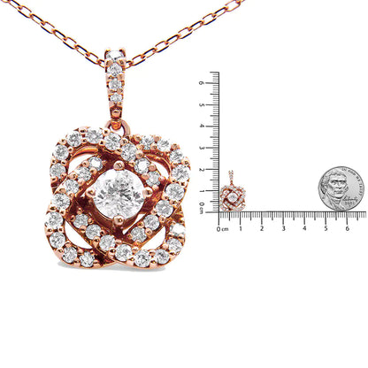 14K Rose Gold 1.00 Cttw Diamond Criss Cross Infinite Swirl &quot;18&quot; Pendant Necklace (H-I Color, SI2-I1 Clarity)