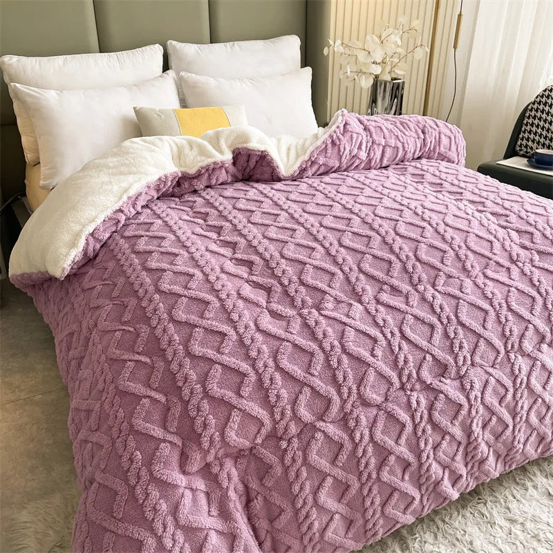 Double Quilted Plush Quilt Thickened For Warmth