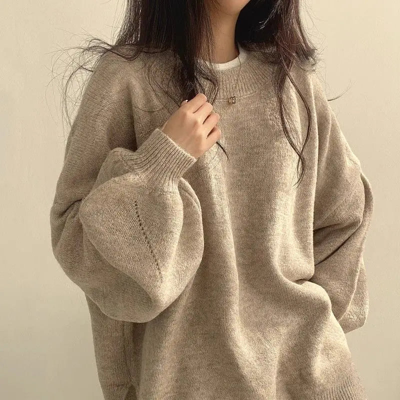 Women’s Crew Neck Lantern Sleeve Sweater