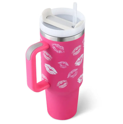 40oz Insulated Tumbler with Handle and Straw