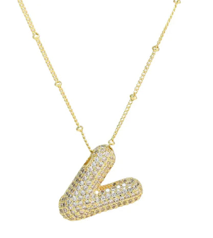 Brass Zircon Letter Necklace