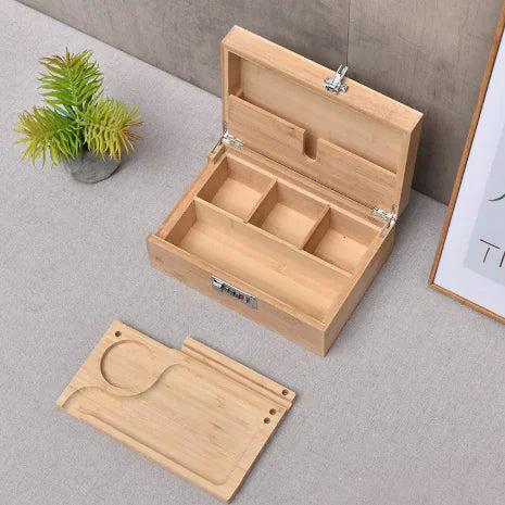 Bamboo Storage Box Solid Wood Clamshell