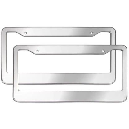 2PCS Chrome Stainless Steel Metal License Plate Frame Tag Cover With Screw Caps