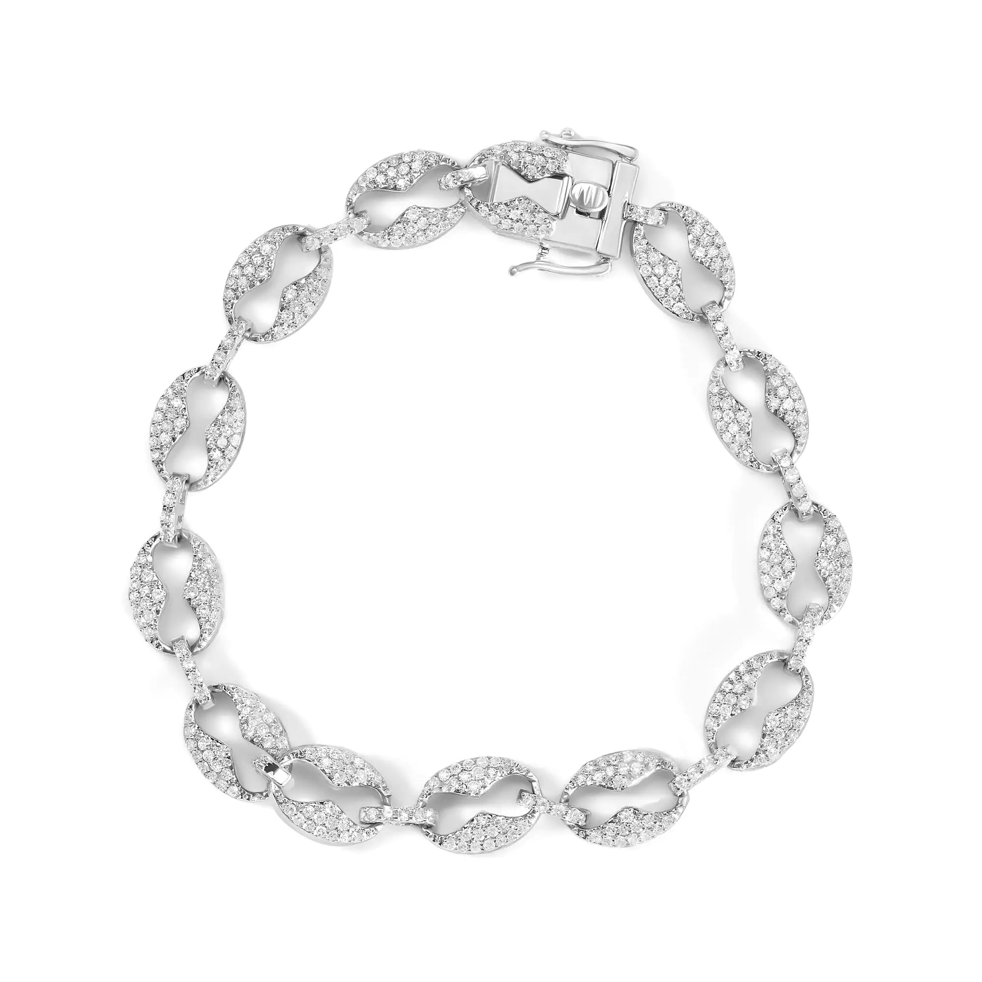 14K White Gold 1 1/2 Cttw Round Diamond Set Link Bracelet (I-J Color, I1-I2 Clarity) - 7&quot;