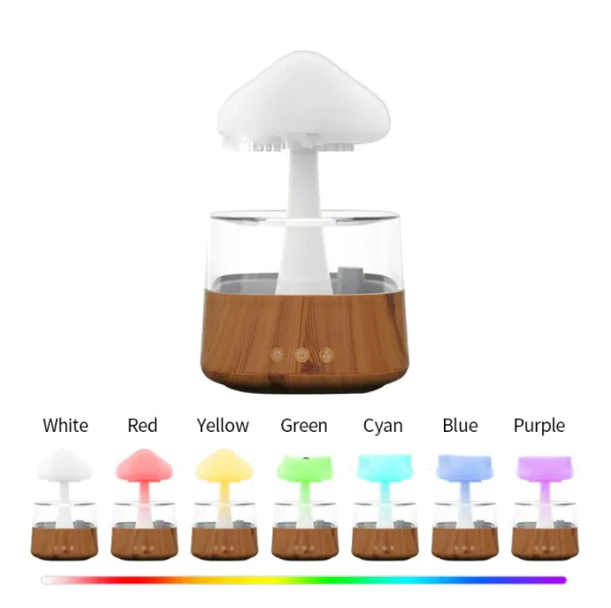 Ultrasonic Atomizing Cloud And Rain Humidifier Wood Grain Seven Color Light Aromatherapy Machine