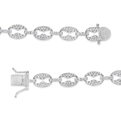 14K White Gold 1 1/2 Cttw Round Diamond Set Link Bracelet (I-J Color, I1-I2 Clarity) - 7&quot;