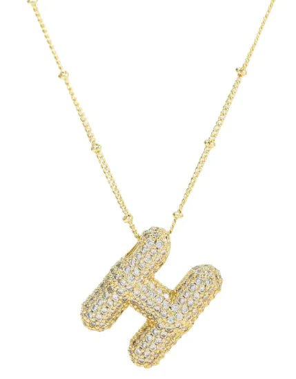 Brass Zircon Letter Necklace