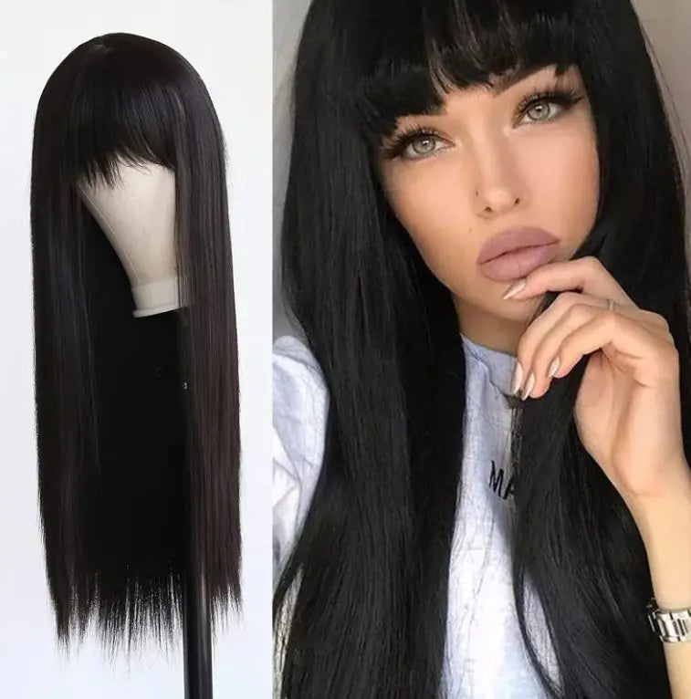 Character Bangs Medium Long Textured Straight Hair