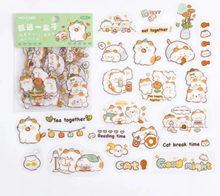 Cute Cartoon Animal Stickers - Bear, Rabbit &amp; More - Waterproof PET Diary Decals