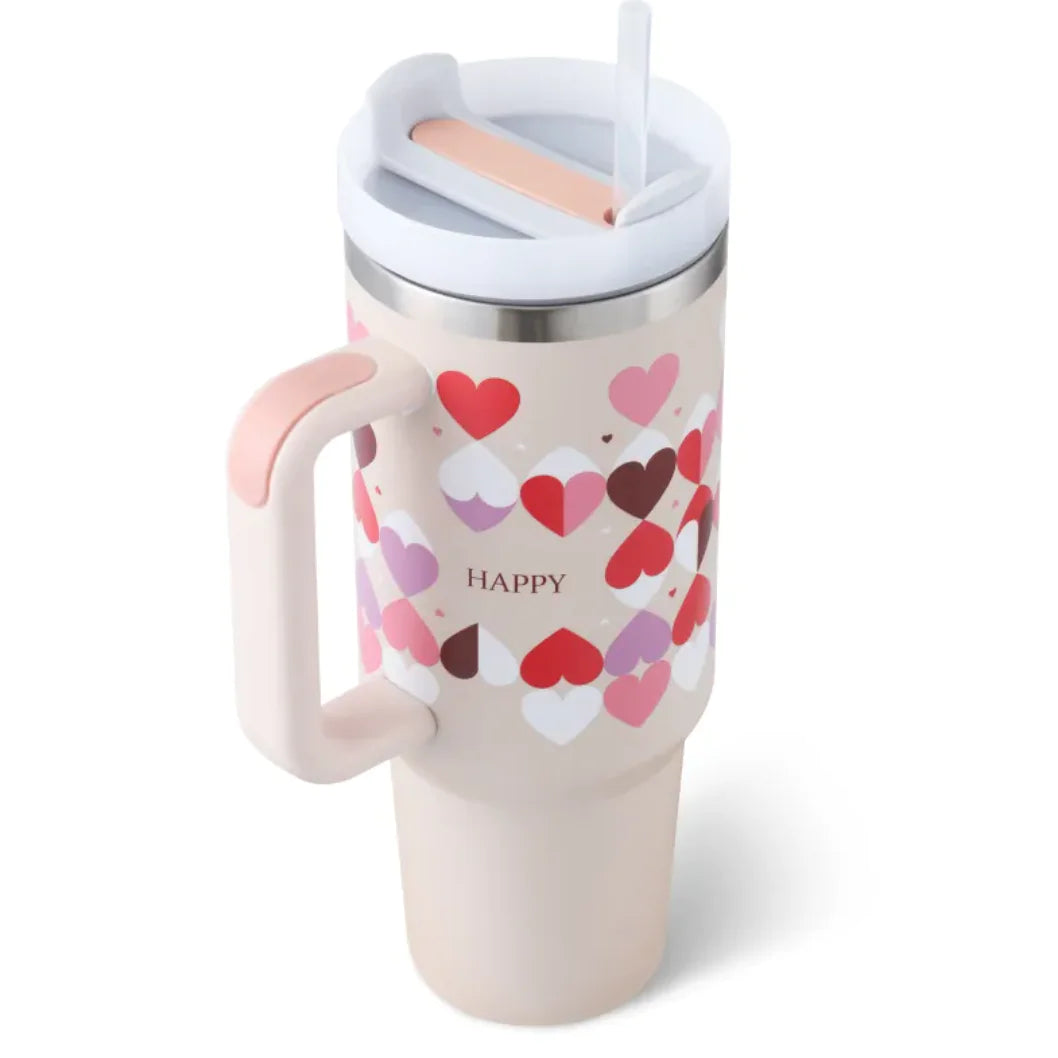 40oz Insulated Tumbler with Handle and Straw