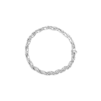 14K White Gold 2.00 Cttw Diamond Cluster and Spiral Link Bracelet (I-J Color, I1-I2 Clarity) - 7&quot;