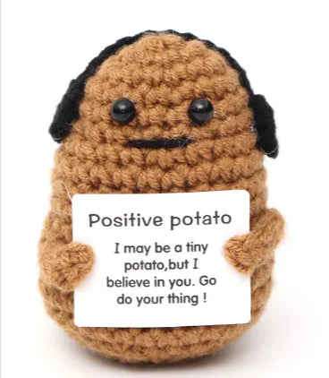 Crocheted Wool Positive Energy Potato – handcrafted with a facial expression