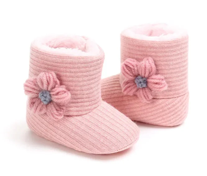 Cozy Sunflower Cotton Baby Boots