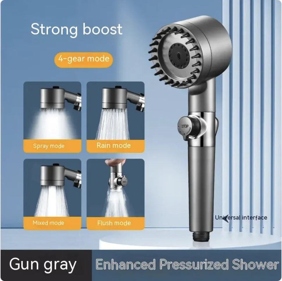 Adjustable High-Pressure Shower Head with Hose