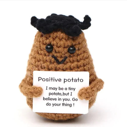 Crocheted Wool Positive Energy Potato – handcrafted with a facial expression