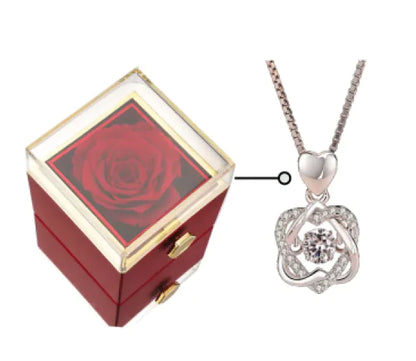 Elegant Rotating Rose Jewelry Box