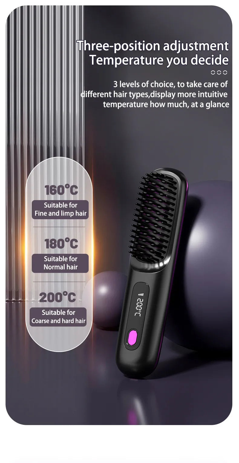 2-in-1 Wireless Hair Straightener &amp; Curler Brush