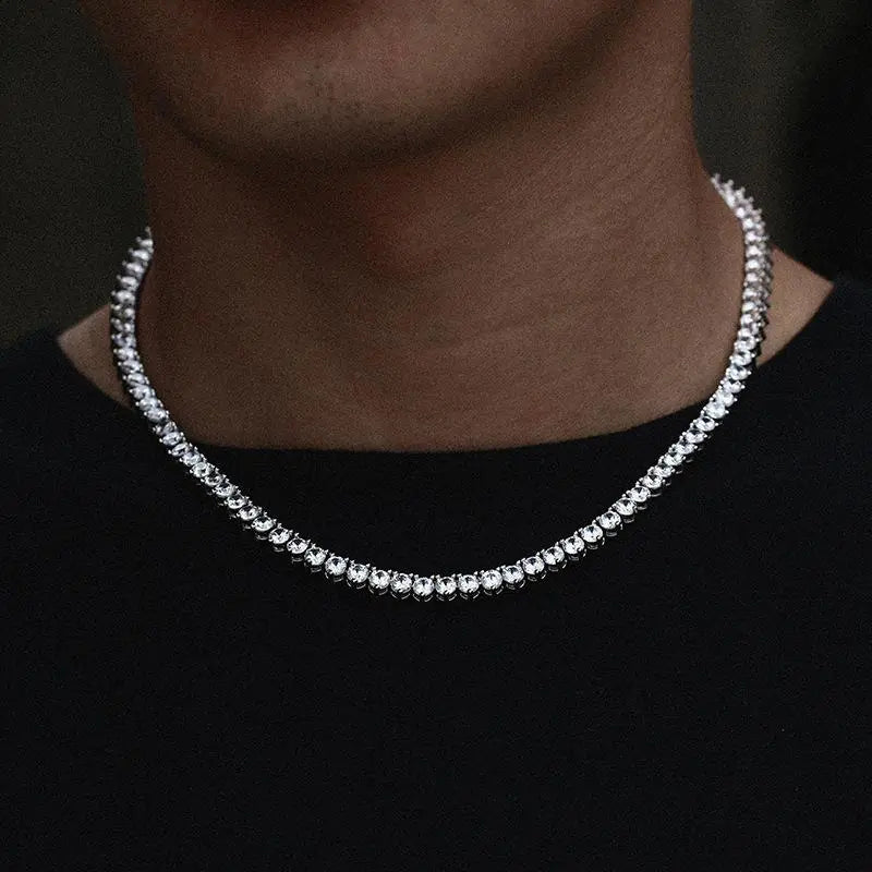 Three Prong Tennis Chain Necklace