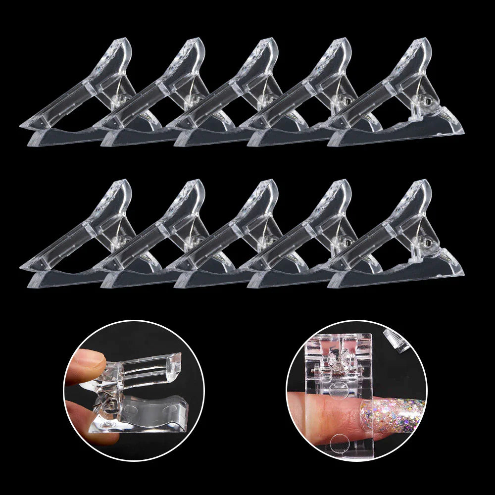 10 PCS Nail Tips Clip Quick Building Poly Builder Gel DIY Extension Clamp Clips