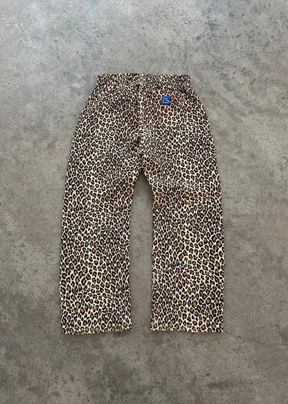 Vintage Leopard Print Hoodie Zipper with Pants