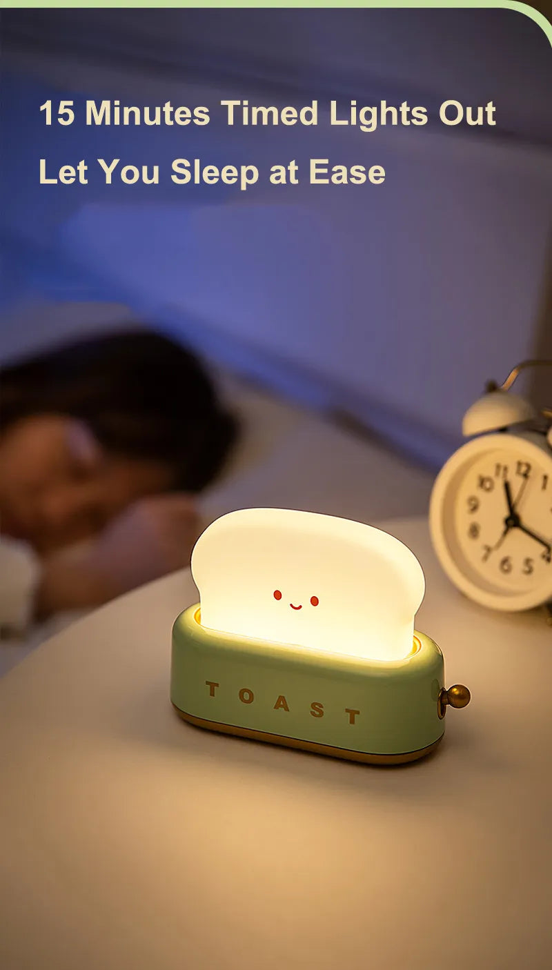 Creative LED Bread Night Light – USB Rechargeable Toast Lamp